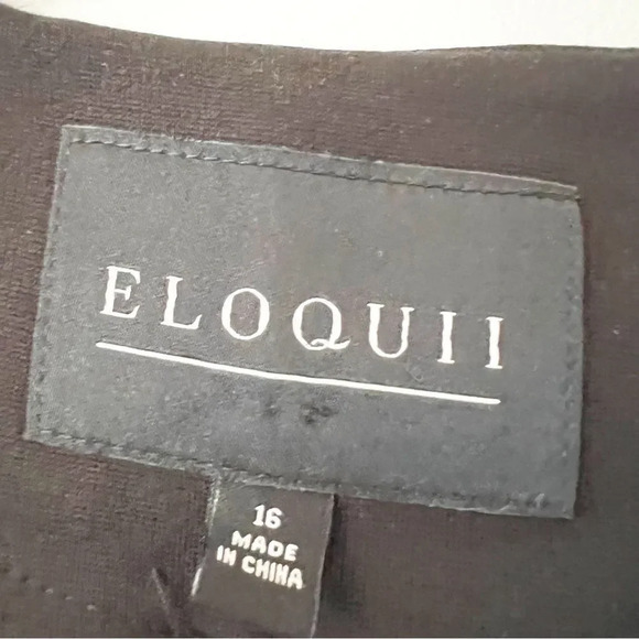 Eloquii‎ Black Ponte Knit Open Front Blazer Size 16 Flare Sleeve Detail Work New - Picture 4 of 10